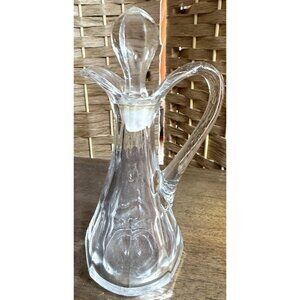 Vintage Glass Cruet With Stopper For Oil & Vinegar